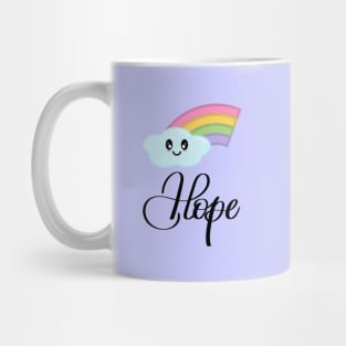 Hope with Kawaii Cute Rainbow Cloud in Purple Mug